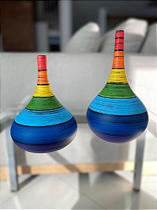 Dupla vaso de cerâmica Tulipa colorido