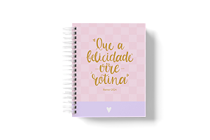 Planner Financeiro: Que a felicidade vire rotina xadrez rosa