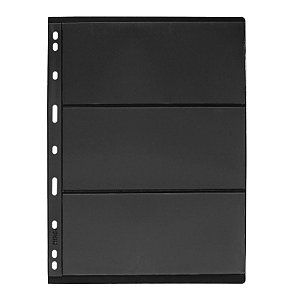 Kit 10 Folhas para Cédulas 28x21 Fundo Preto Acetato 3 Espaços