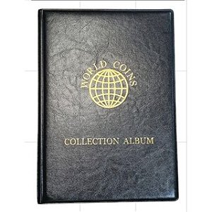 Álbum Moedas do Mundo para 180 Moedas com as Etiquetas de Todos os Países Reconhecidos pela ONU