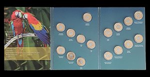 Álbum das Olimpíadas com 16 moedas flor de cunho nas capsulas
