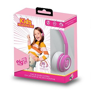 Fone de Ouvido Kids ELG P3 Rosa e Branco | KD01PW