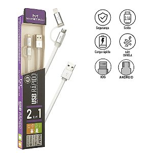 Cabo USB 2 em 1 - Android/iPhone