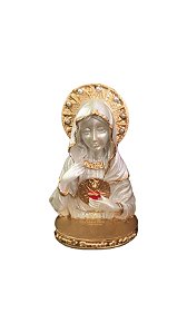 Busto Sagrado Coração de Maria em Resina Pérola 12cm PEQUENO