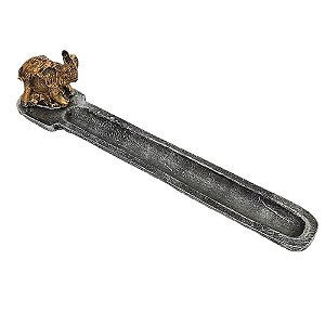 Incensário DE RESINA Barra Elefante Prata E OURO 24 CM