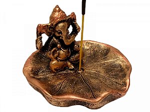 Incensário de resina Pratinho Folha Ganesha 8cm