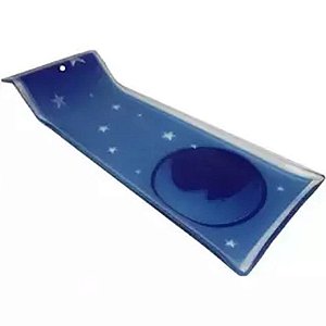 Incensário de vidro barra Régua Lua azul 24x8 cm