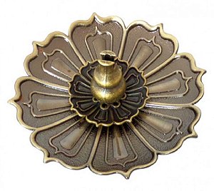 INCENSÁRIO FLOR DE LÓTUS METAL BRONZE COBRE 9CM desmontavel