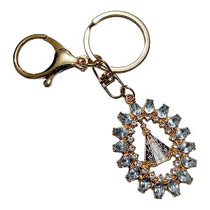 CHAVEIRO DOURADO OVAL santa mãe APARECIDA MOSQUETÃO presente