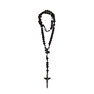 Terço Pescoço São Miguel Arcanjo Madeira Marrom 8 mm 43 CM