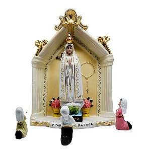 Imagem Capelinha de Fátima e Pastores Resina 22cm APARIÇÃO