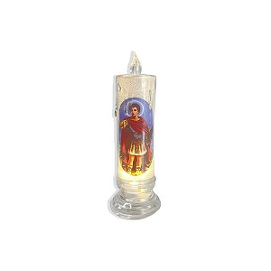 VELA ELETRÔNICA TRANSPARENTE SANTO EXPEDITO 15CM RELIGIOSA