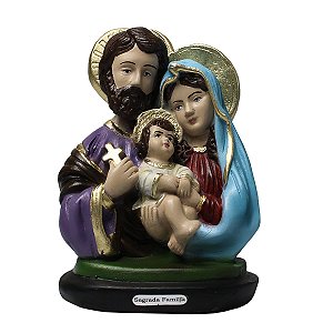Imagem Busto Sagrada Família Resina Nacional 13 cm estatueta