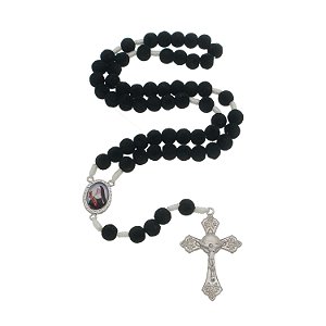 Terço de Santa Rita de Cássia com Conta Aveludada Preto