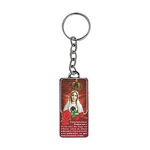 Chaveiro SANTA Nossa Senhora de Fátima Retangular Vermelho