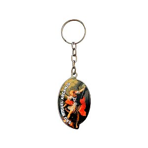 Chaveiro Chapa Oval Aba SANTO São Miguel Arcanjo SANTA METAL