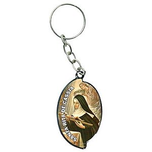 Chaveiro Chapa Oval Aba Santa Rita DE CASSIA PRESENTE SANTO