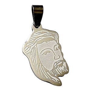 PINGENTE aço inox PRATEADO ROSTO DE JESUS religioso santo