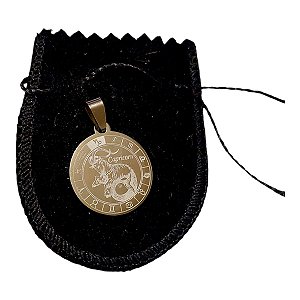 PINGENTE Aço INOX PRATEADO REDONDO SIGNO Capricornio 2,5 cm