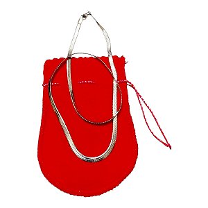 CORRENTE AÇO INOX PRATEADA SNAKE ACHATADA 0.5 MM x 45 CM