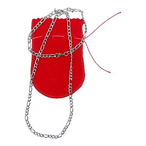 COLAR CORRENTE AÇO INOX PRATEADA FÍGARO 4 MM x 60 CM