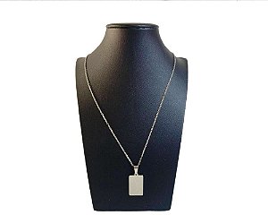 COLAR AÇO INOX PRATEADO 50CM PINGENTE ORAÇÃO PAI NOSSO SANTO