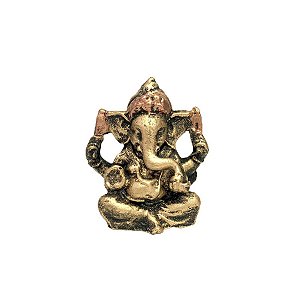 Estatua Ganesha Mini 5cm Ouro Velho Prosperidade E Sabedoria