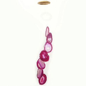 Móbile SINO DOS VENTOS Chapa de Ágata ROSA 65 CM DECORAÇÃO