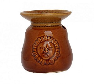AROMATIZADOR RECHO cerâmica MARROM SOL 8CM VELA AROMATERAPIA