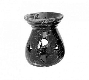 AROMATIZADOR RECHO cerâmica preto VELA AROMATERAPIA estrela