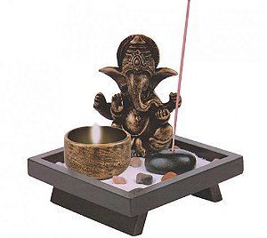 Jardim Zen Altar GANESHA 12x12cm Porta Incenso E Vela