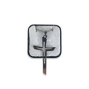 CORRENTE AÇO INOX CRUZ CRUCIFIXO SANTO SANTA 56CM