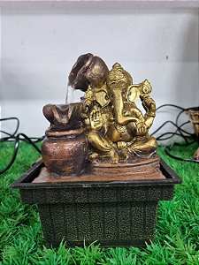 Fonte ESOTERICA Ganesha SORTE 3 QUEDAS Bivolt 20CM PEQUENA