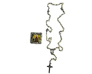 TERÇO PÉROLA NOSSA SENHORA APARECIDA contas 6MM medalhinhas