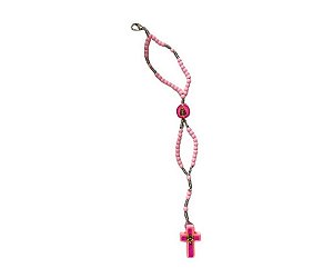 TERÇO PULSEIRA INFANTIL ROSA CATÓLICO APARECIDA CRUZ JESUS