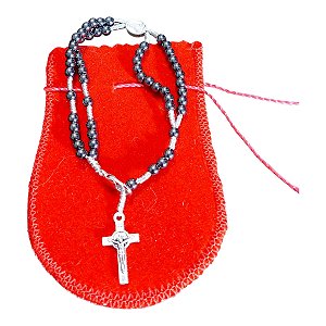 TERÇO pulso PULSEIRA Hematita Cruz NOSSA SENHORA aparecida