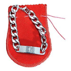 Pulseira Aço Inox Grumet Pratead Placa Cruz Oração Pai Nosso