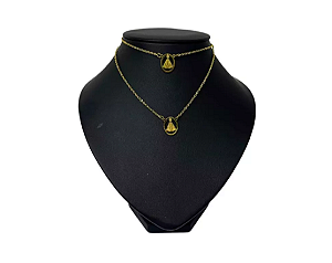 Escapulário inox Dourado Nossa senhora aparecida Vazado Oval
