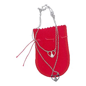 Escapulario Prateado Coracao Vazado Nossa Senhora Aparecida