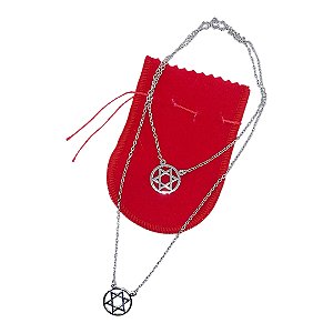 Escapulário colar inox religioso santo santa Estrela de Davi