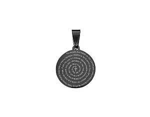 PINGENTE Aço INOX PRATEADO REDONDO oração pai nosso Espiral