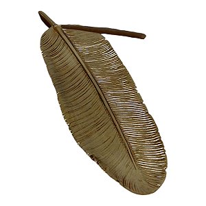 Incensário de resina Pena 21x7 cm barra artesanal dourado