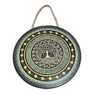 Quadro MANDALA Enfeite Parede Porcelana Árvore da Vida VERDE