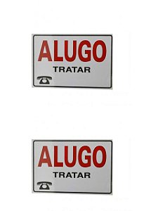 KIT 2 PlacaS DE Sinalização 30x20 FRASE Alugo, locação