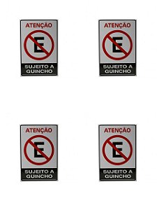 KIT 4 PlacaS DE Sinalização 30x20 Atenção Sujeito a Guincho