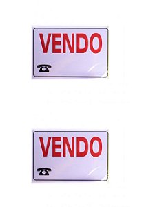 KIT 2 PlacaS DE Sinalização 20x30 Frase: Vendo