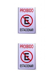 KIT 2 PlacaS DE Sinalização 30x20 Proibido Estacionar