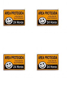 KIT 4 PlacaS de Sinalização 15x20 área Protegida 24 Horas
