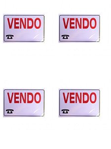 KIT 4 PlacaS DE Sinalização 20x30 Frase: Vendo