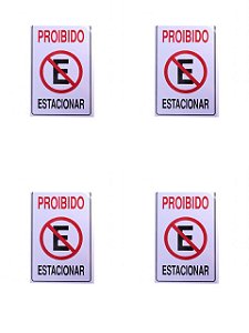 KIT 4 PlacaS DE Sinalização 30x20 Proibido Estacionar
